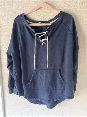 Victoria's Secret Blue Lace-Up Pullover Hoodie